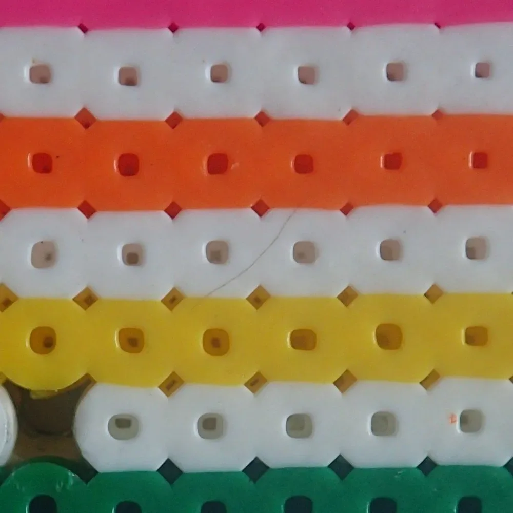 WHITE / RAINBOW STRIPE PERLER SWITCH PLATE - HANDMADE - Picture 3 of 3